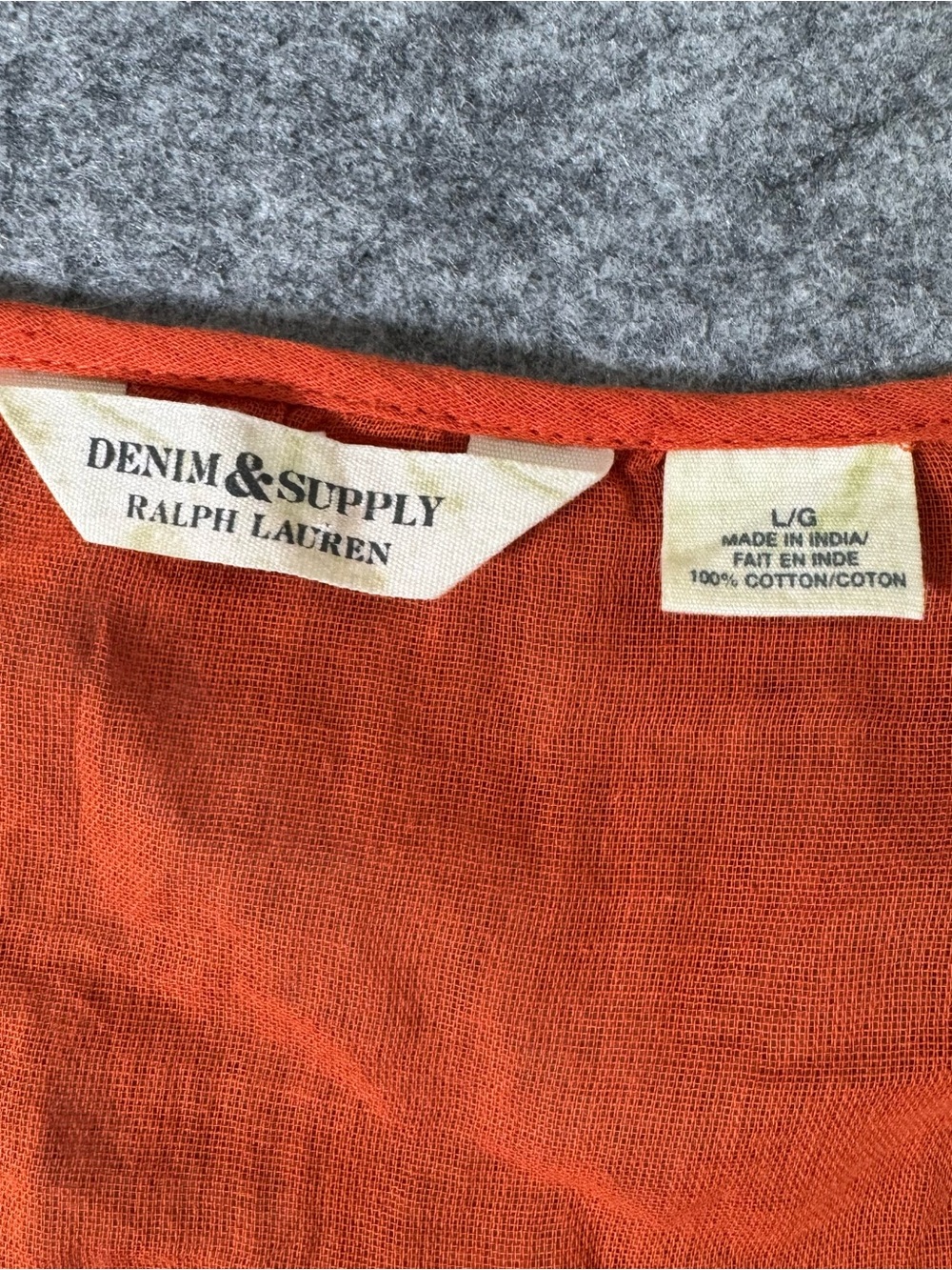 Denim & Supply Ralph Lauren Red Orange Pintuck Peasant Tunic - Picture 2 of 5